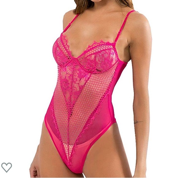 hot pink bodysuit lace